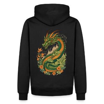 Mystical Garden of Dragons - Men’s Premium Organic Hoodie - black - Back - Nico (187cm)