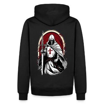 Chevalier croisé avec la - Sweat à capuche Premium bio Homme - noir - Dos - Nico (187cm)