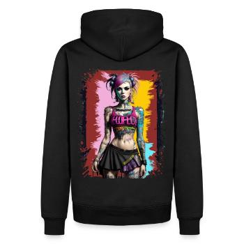 Jolie fille punk - Sweat à capuche Premium bio Homme - noir - Dos - Nico (187cm)