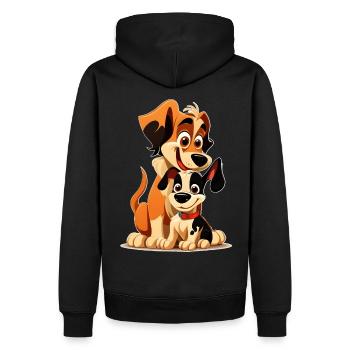 Chiens drôles - chiot et parent heureux - Sweat à capuche Premium bio Homme - noir - Dos - Nico (187cm)