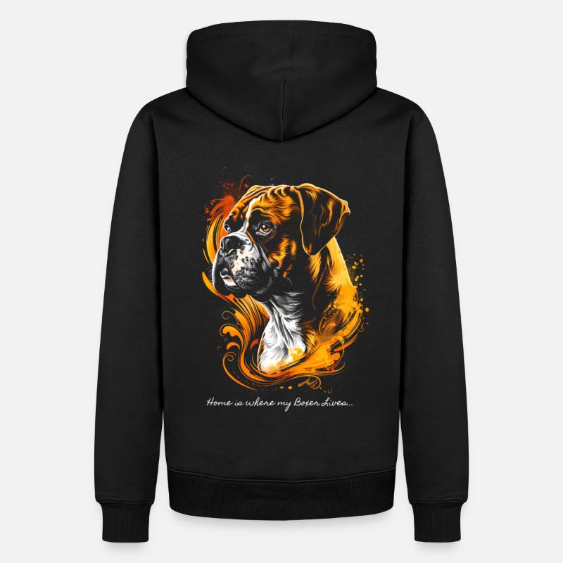 C’est chez moi que vit mon Boxer... - Sweat à capuche Premium bio Homme - noir