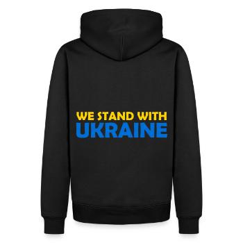 We stand with Ukraine - Männer Premium Bio Hoodie - Schwarz - Hinten - Nico (187cm)