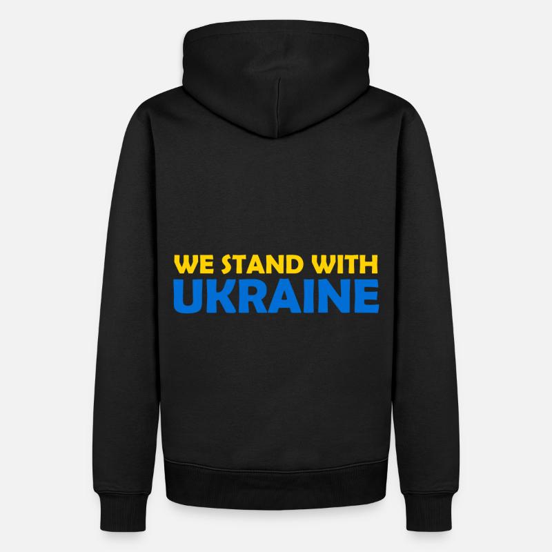 We stand with Ukraine - Männer Premium Bio Hoodie - Schwarz