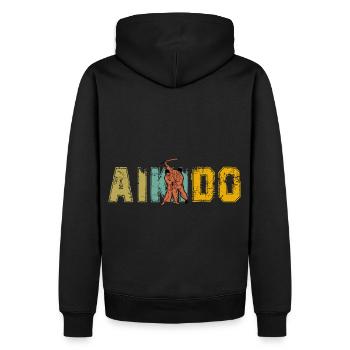 Aikido - Männer Premium Bio Hoodie - Schwarz - Hinten - Nico (187cm)