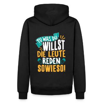 Tu was du willst Geschenk - Männer Premium Bio Hoodie - Schwarz - Hinten - Nico (187cm)