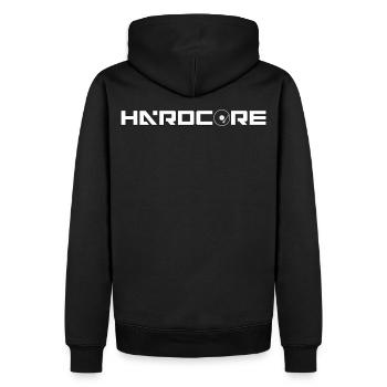 hard-core6 - Men’s Premium Organic Hoodie - black - Back - Nico (187cm)