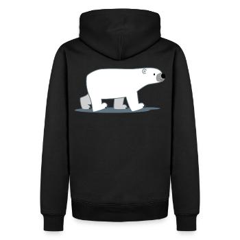 Trickfilm Eisbär zu Fuß von Cheerful Madness!! - Männer Premium Bio Hoodie - Schwarz - Hinten - Nico (187cm)