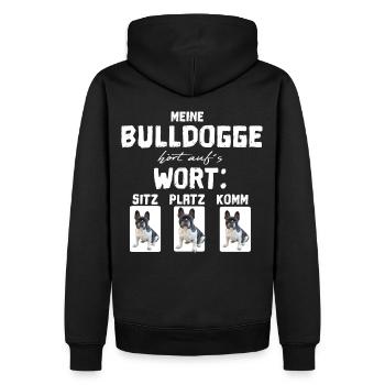 Französische Bulldogge french bulldog FRENCHIE - Männer Premium Bio Hoodie - Schwarz - Hinten - Nico (187cm)
