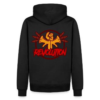 revolution - Männer Premium Bio Hoodie - Schwarz - Hinten - Nico (187cm)