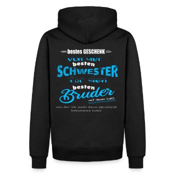bestes Geschenk Schwester und Bruder - Männer Premium Bio Hoodie - Schwarz - Hinten - Nico (187cm)