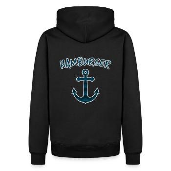 Hamburgerin Hamburg Hamburger Anker Geschenk - Männer Premium Bio Hoodie - Schwarz - Hinten - Nico (187cm)