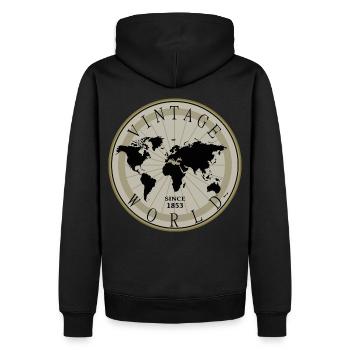 Vintage Shirt, Pillow, Women, Globe, Cup - Men’s Premium Organic Hoodie - black - Back - Nico (187cm)