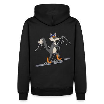 Skitour Ski Wolf - Männer Premium Bio Hoodie - Schwarz - Hinten - Nico (187cm)