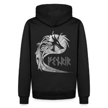 Wolf Fenrir Fabelwesen Wikinger nordischer Mythos - Männer Premium Bio Hoodie - Schwarz - Hinten - Nico (187cm)