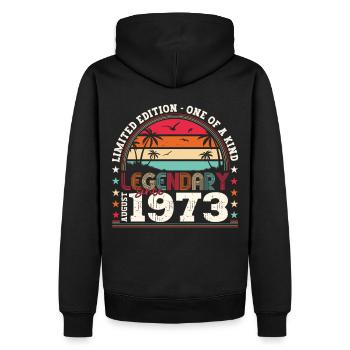 Légendaire Août 1973 49e anniversaire Cadeau Amusant - Sweat à capuche Premium bio Homme - noir - Dos - Nico (187cm)