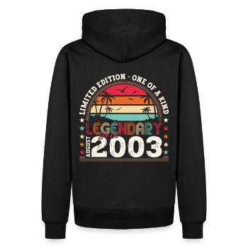 Legendary August 2003 19th Birthday Gift Fun - Men’s Premium Organic Hoodie - black - Back - Nico (187cm)