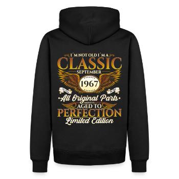Né en 1967 Cadeau d’anniversaire Hommes Septembre - Sweat à capuche Premium bio Homme - noir - Dos - Nico (187cm)