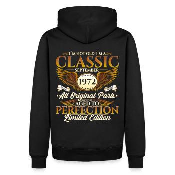 Né en 1972 Cadeau d’anniversaire Hommes Septembre - Sweat à capuche Premium bio Homme - noir - Dos - Nico (187cm)