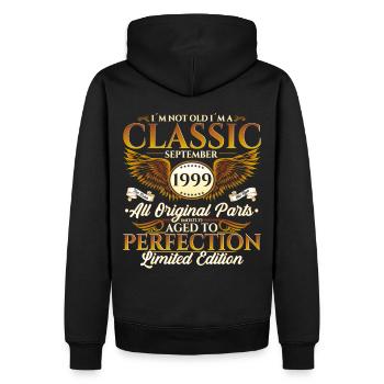Jahrgang 1999 Geburtstag Geschenk Herren September - Männer Premium Bio Hoodie - Schwarz - Hinten - Nico (187cm)