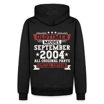 Oldtimer September 2004 18th Birthday Gift - Men’s Premium Organic Hoodie - black - Back - Nico (187cm)