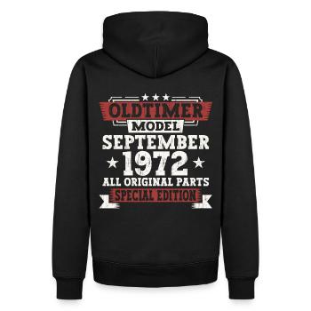 Oldtimer Septembre 1972 50e anniversaire Cadeau - Sweat à capuche Premium bio Homme - noir - Dos - Nico (187cm)