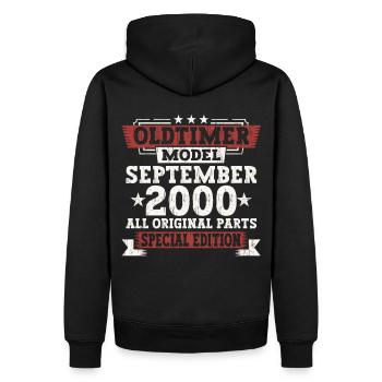 Oldtimer Septembre 2000 22ème cadeau d’anniversaire - Sweat à capuche Premium bio Homme - noir - Dos - Nico (187cm)