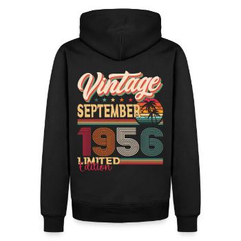 Septembre Né 1956 Cadeau du 66e anniversaire - Sweat à capuche Premium bio Homme - noir - Dos - Nico (187cm)