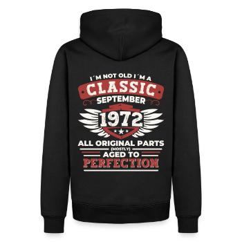 Né en 1972 Cadeau d’anniversaire Hommes Septembre - Sweat à capuche Premium bio Homme - noir - Dos - Nico (187cm)