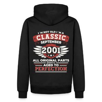 Né en 2001 Anniversaire Cadeau Hommes Septembre - Sweat à capuche Premium bio Homme - noir - Dos - Nico (187cm)