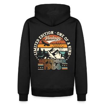 Septembre Né 1956 Cadeau du 66e anniversaire - Sweat à capuche Premium bio Homme - noir - Dos - Nico (187cm)
