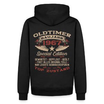 Oldtimer 1967 55. Geburtstag Geschenk Damen Herren - Männer Premium Bio Hoodie - Schwarz - Hinten - Nico (187cm)