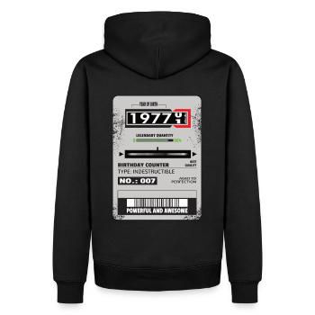 Three-phase meter birthday 1977 gift - Men’s Premium Organic Hoodie - black - Back - Nico (187cm)