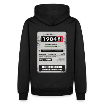 Compteur triphasé anniversaire 1984 cadeau - Sweat à capuche Premium bio Homme - noir - Dos - Nico (187cm)