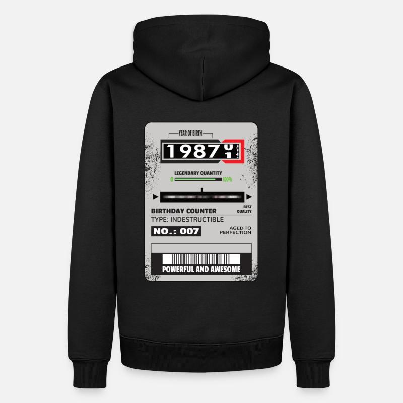 Compteur triphasé anniversaire 1987 cadeau - Sweat à capuche Premium bio Homme - noir