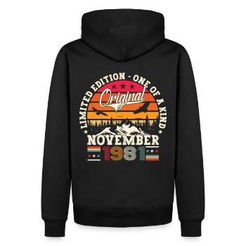 Original November 1981 41st birthday gift - Men’s Premium Organic Hoodie - black - Back - Nico (187cm)