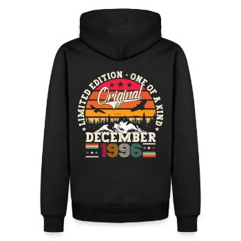 December Born 1996 26th birthday gift - Men’s Premium Organic Hoodie - black - Back - Nico (187cm)
