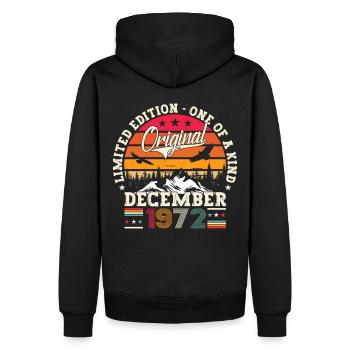 Décembre Né en 1972 Cadeau du 50e anniversaire - Sweat à capuche Premium bio Homme - noir - Dos - Nico (187cm)
