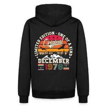 Décembre Né en 1978 Cadeau du 44e anniversaire - Sweat à capuche Premium bio Homme - noir - Dos - Nico (187cm)