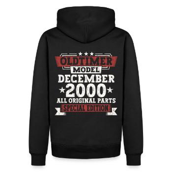 Classic Car Décembre 2000 - Cadeau du 22e anniversaire - Sweat à capuche Premium bio Homme - noir - Dos - Nico (187cm)