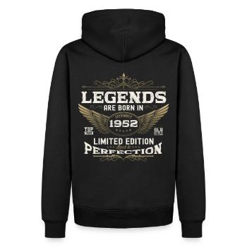 Né en décembre 1952 70e anniversaire Legende Mann - Sweat à capuche Premium bio Homme - noir - Dos - Nico (187cm)