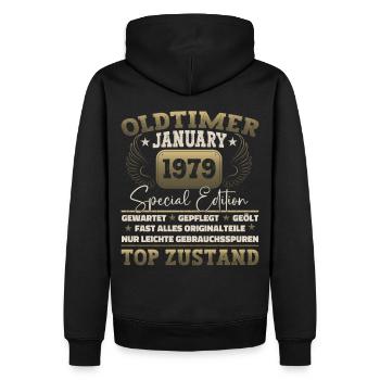 Né en 1979 Janvier 44e anniversaire Homme cadeau - Sweat à capuche Premium bio Homme - noir - Dos - Nico (187cm)