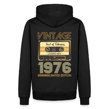 Février né 1976 47ème anniversaire cadeau homme - Sweat à capuche Premium bio Homme - noir - Dos - Nico (187cm)