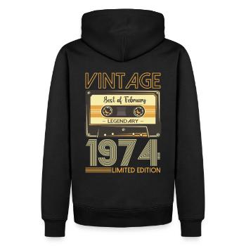 Février né 1974 49ème anniversaire cadeau homme - Sweat à capuche Premium bio Homme - noir - Dos - Nico (187cm)