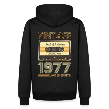Février né 1977 46ème anniversaire cadeau homme - Sweat à capuche Premium bio Homme - noir - Dos - Nico (187cm)