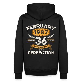 Né en 1987 Vintage 36ème anniversaire rétro - Sweat à capuche Premium bio Homme - noir - Dos - Nico (187cm)