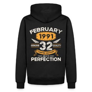 Né 1991 Vintage 32ème anniversaire rétro - Sweat à capuche Premium bio Homme - noir - Dos - Nico (187cm)