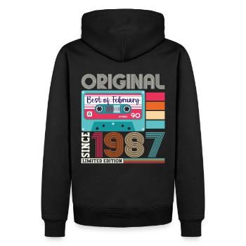 Février Né 1987 36e anniversaire cassette - Sweat à capuche Premium bio Homme - noir - Dos - Nico (187cm)