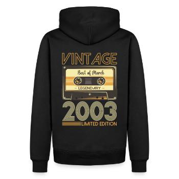 20 Birthday Man March Born 2003 Cassette - Sweat à capuche Premium bio Homme - noir - Dos - Nico (187cm)