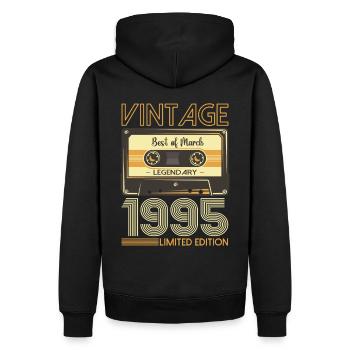 28 Birthday Man March Born 1995 Cassette - Sweat à capuche Premium bio Homme - noir - Dos - Nico (187cm)