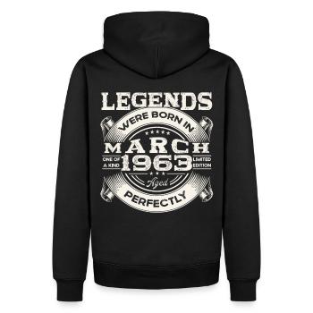 March Born 1963 60th birthday Man Legendary 63 - Men’s Premium Organic Hoodie - black - Back - Nico (187cm)